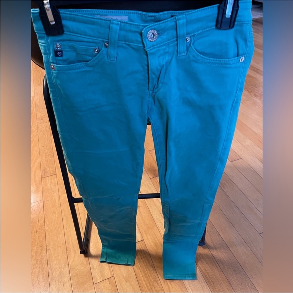AG Women's Teal Cigarette Jeans
